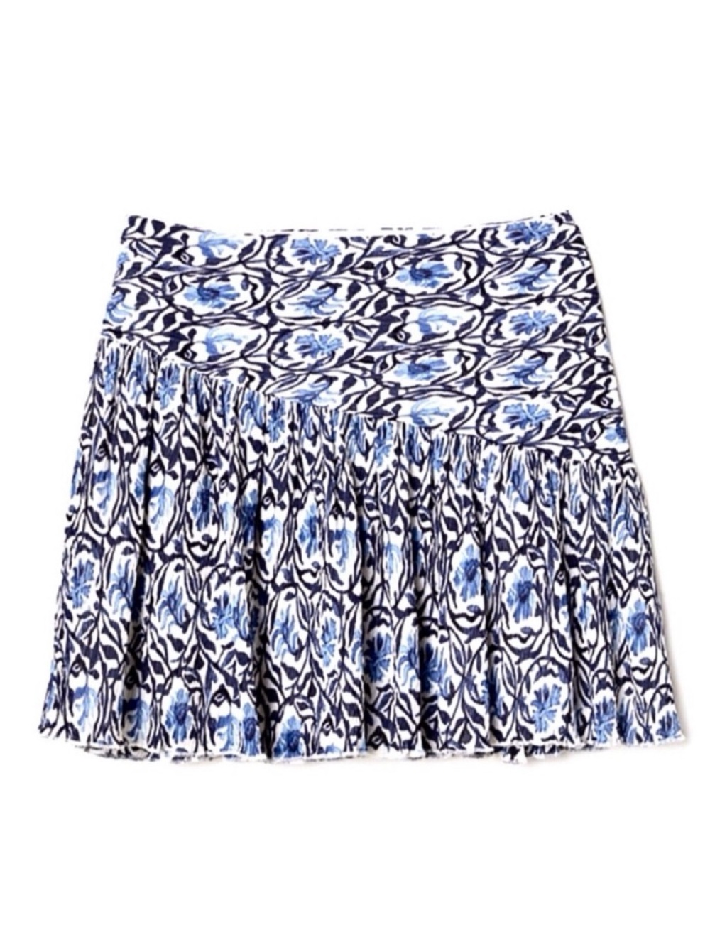 NWOT H&M Blue Floral Crinkle Mini Skirt